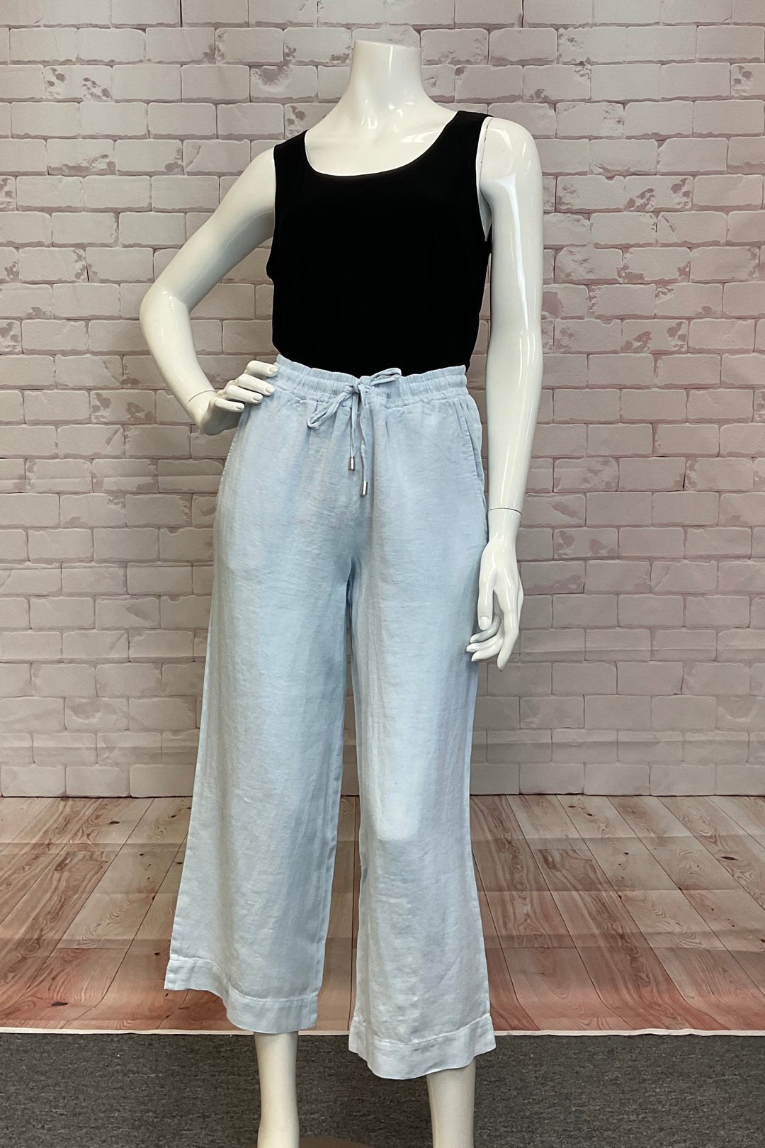 LINEN DRAWSTRING CROP PANT