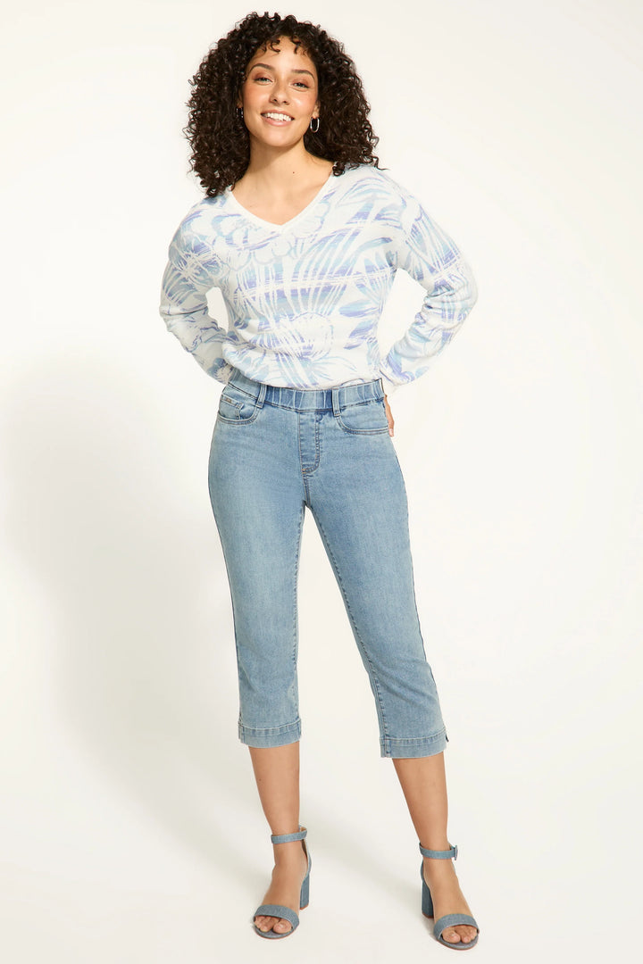 INDIGO BLUE PULL ON DENIM CAPRI