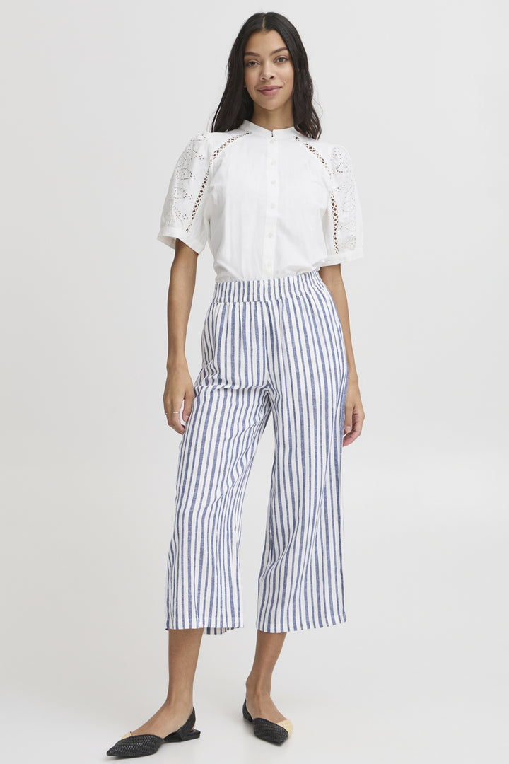 MARSHMELLOW NAVY STRIPE CROP PANT