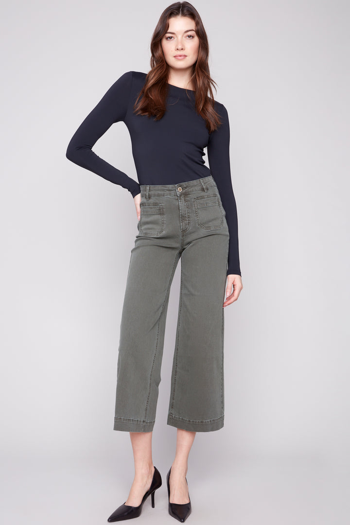 CROPPED PATCH POCKET FLARE JEAN