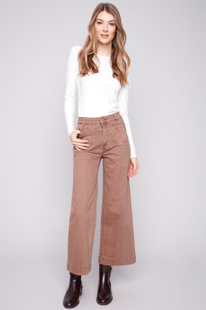 CROPPED PATCH POCKET FLARE JEAN