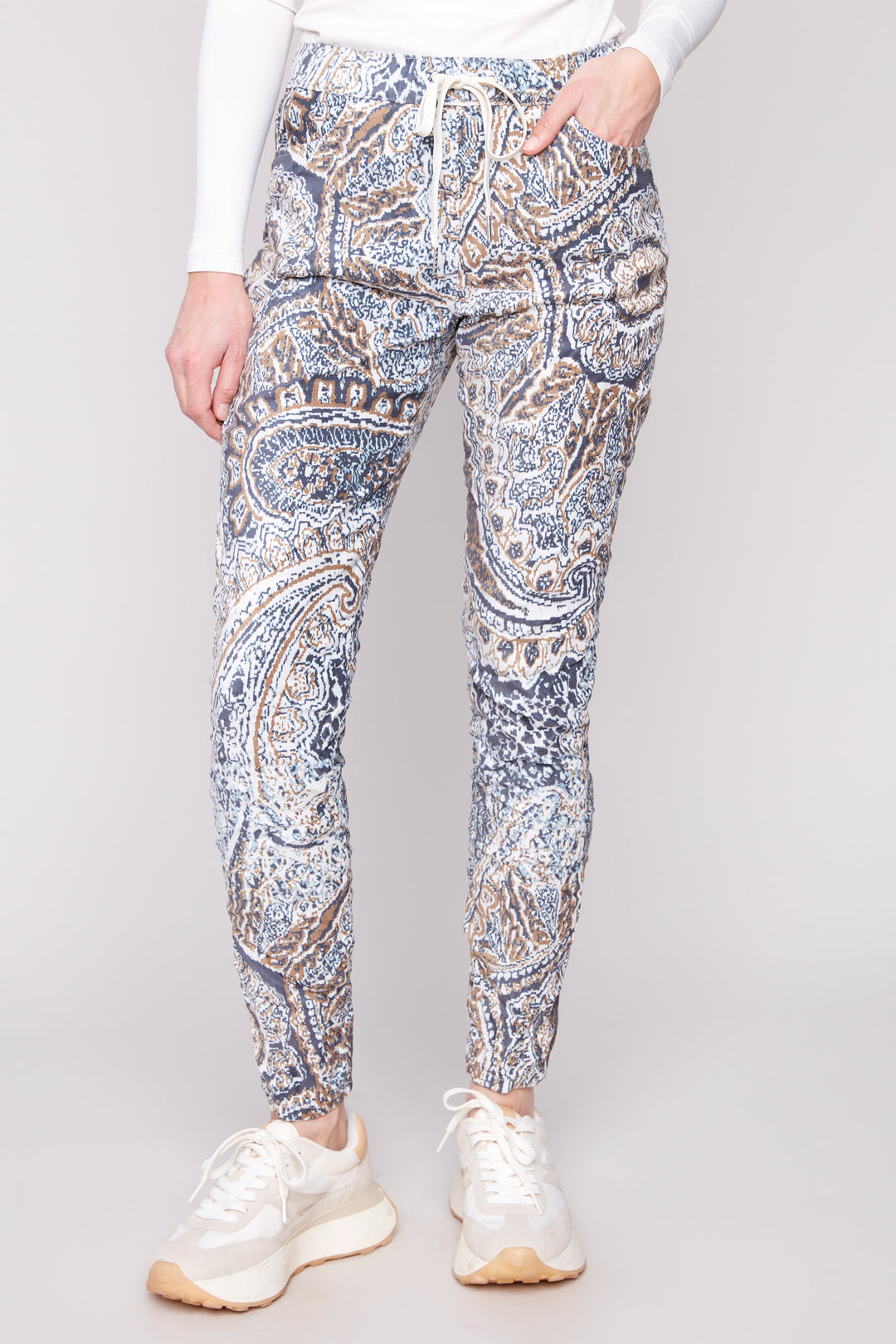 Charlie B Fall 2025 These printed suede crinkle jogger pants are not only absolutely stunning, but also offer maximum comfort!