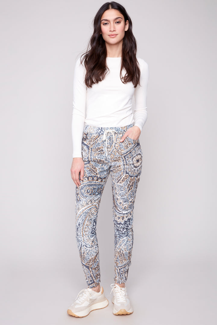 BOHEMIAN PRINTED CRINKLE SUEDE JOGGER