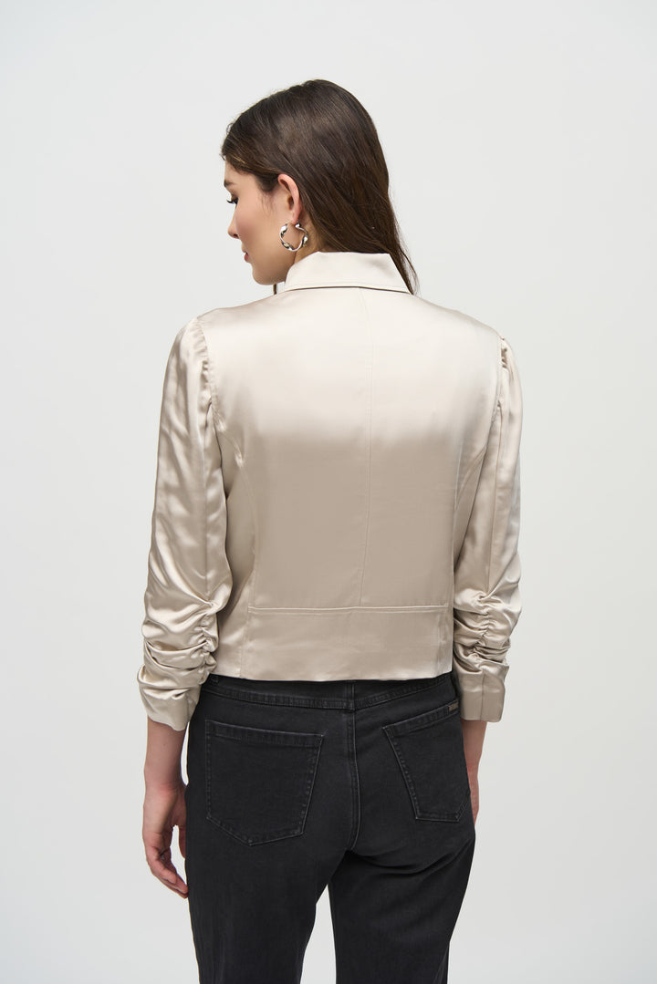 SATIN MOTO JACKET WITH ZIPPERS