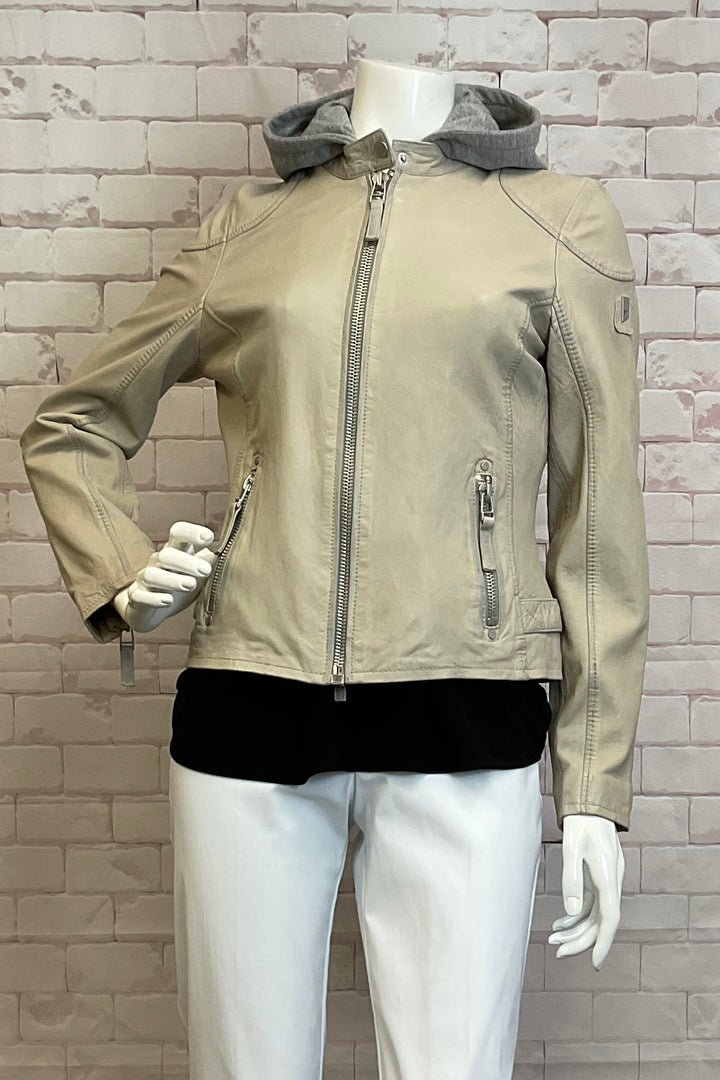 REAL LEATHER JACKET WITH HOOD