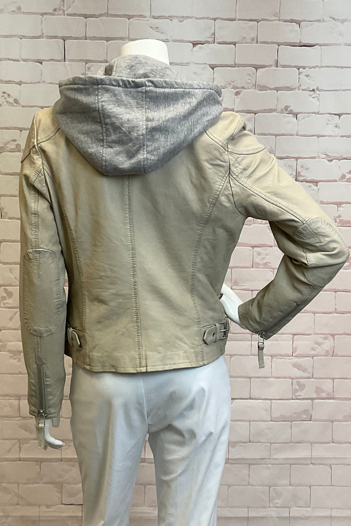 REAL LEATHER JACKET WITH HOOD