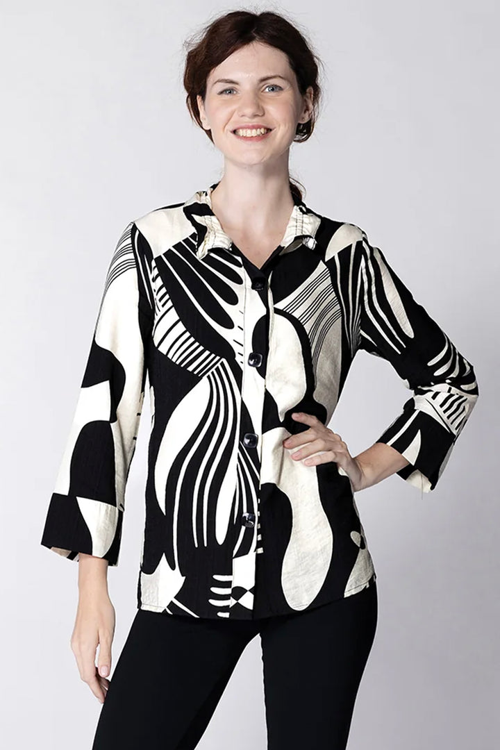 CREAM BLACK MIXED ABSTRACT JACKET