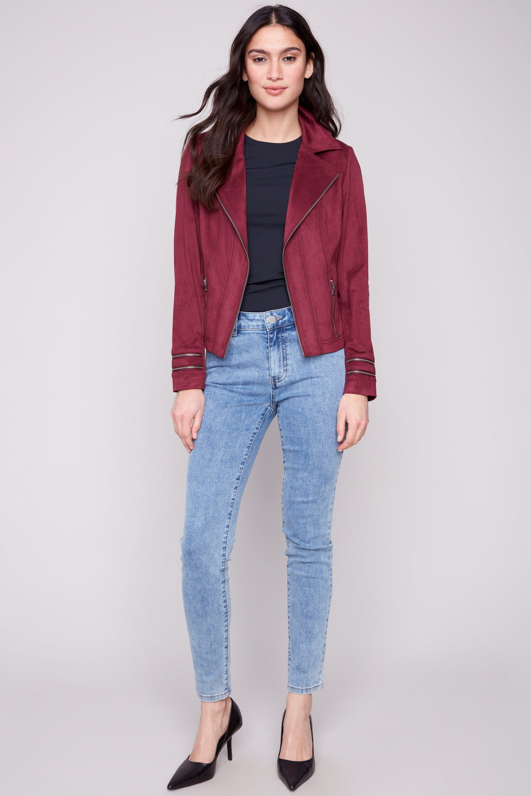 FAUX SUEDE MOTO JACKET