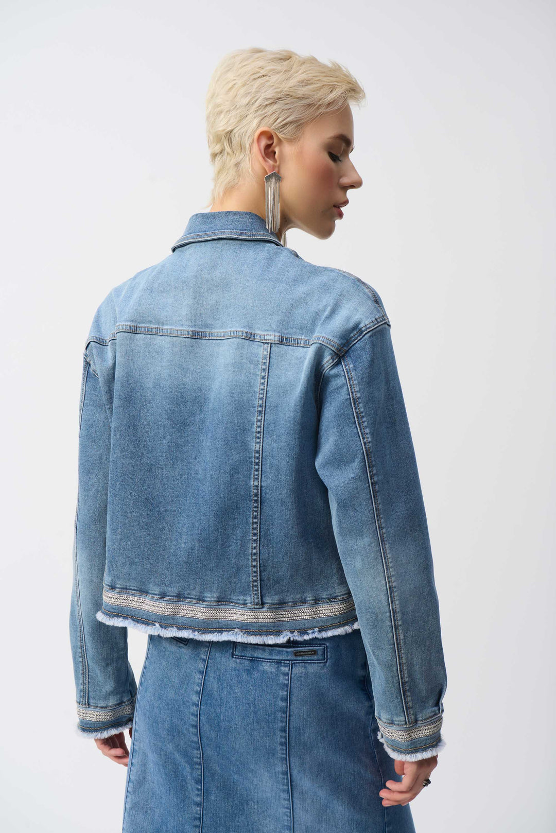 RHINESTONE JEAN JACKET WITH EMBROIDERY