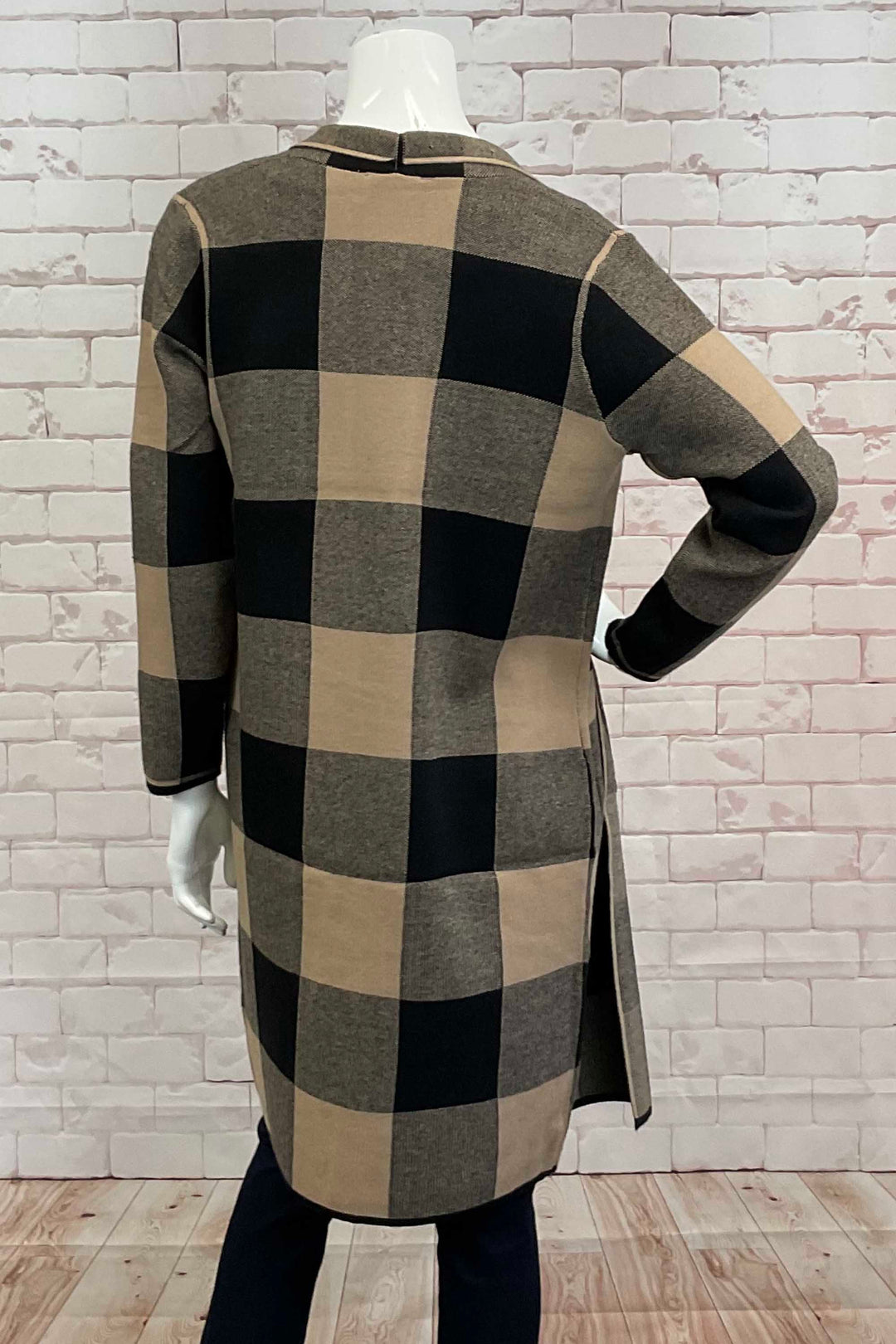 BLACK TAUPE PLAID CARDIGAN