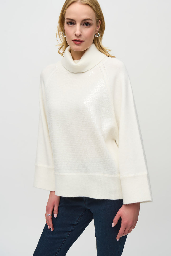 COWL NECK SEQUIN FRONT TOP