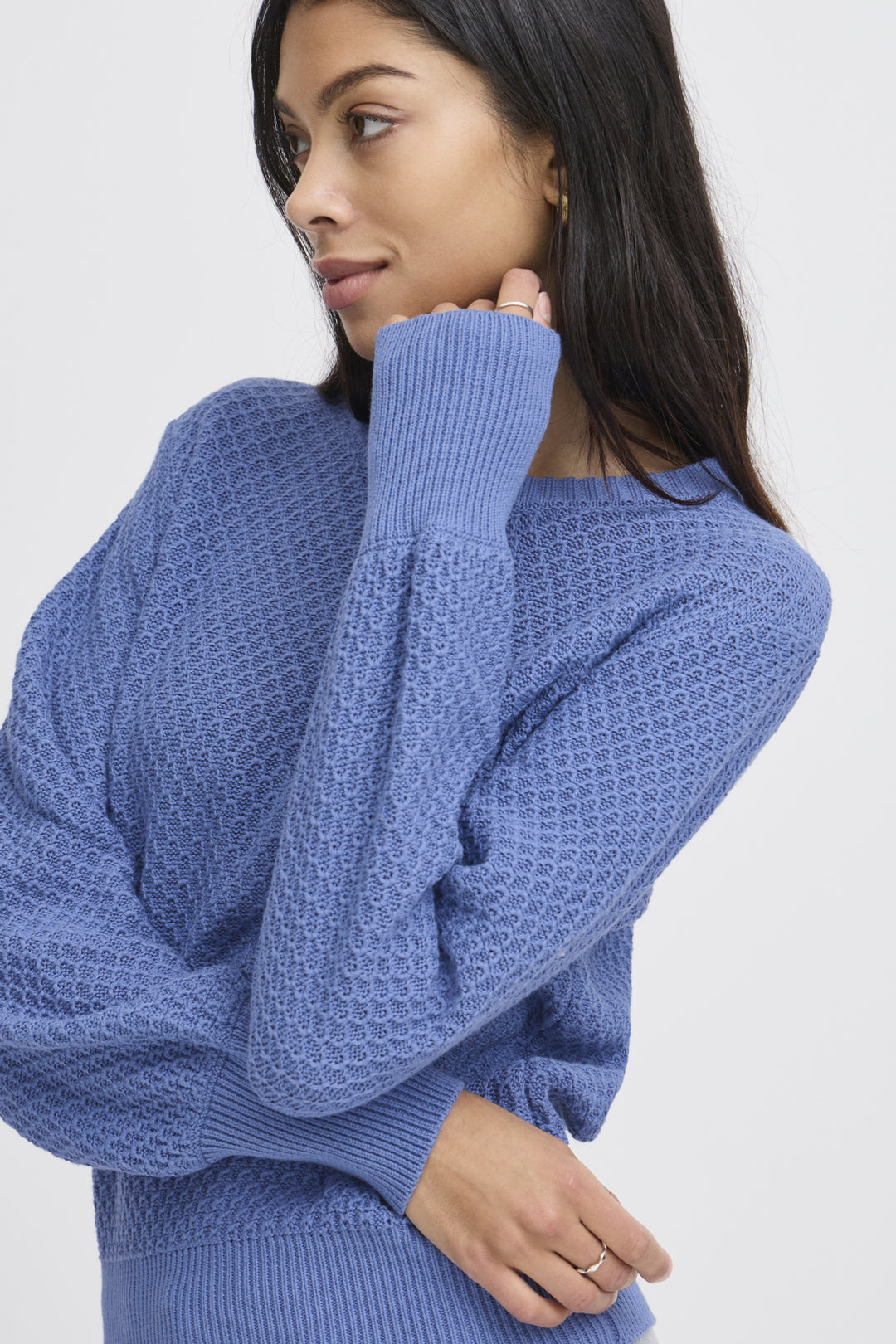 TEXTURED KNIT LS TOP