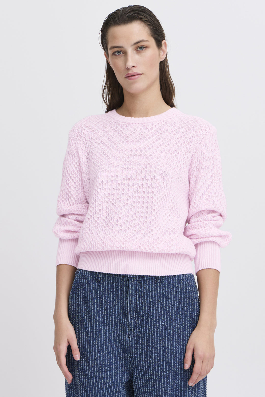 TEXTURED KNIT LS TOP