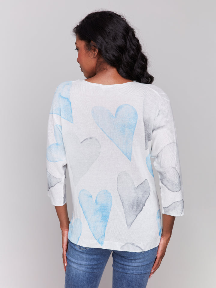 BLUE HEART PRINT DOLMAN