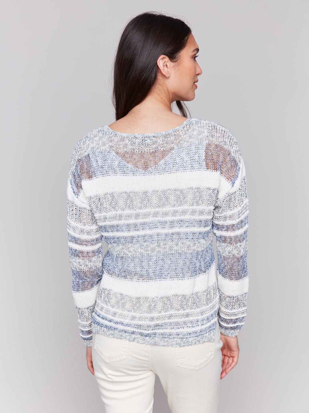 MULTI YARN STRIPE LS TOP