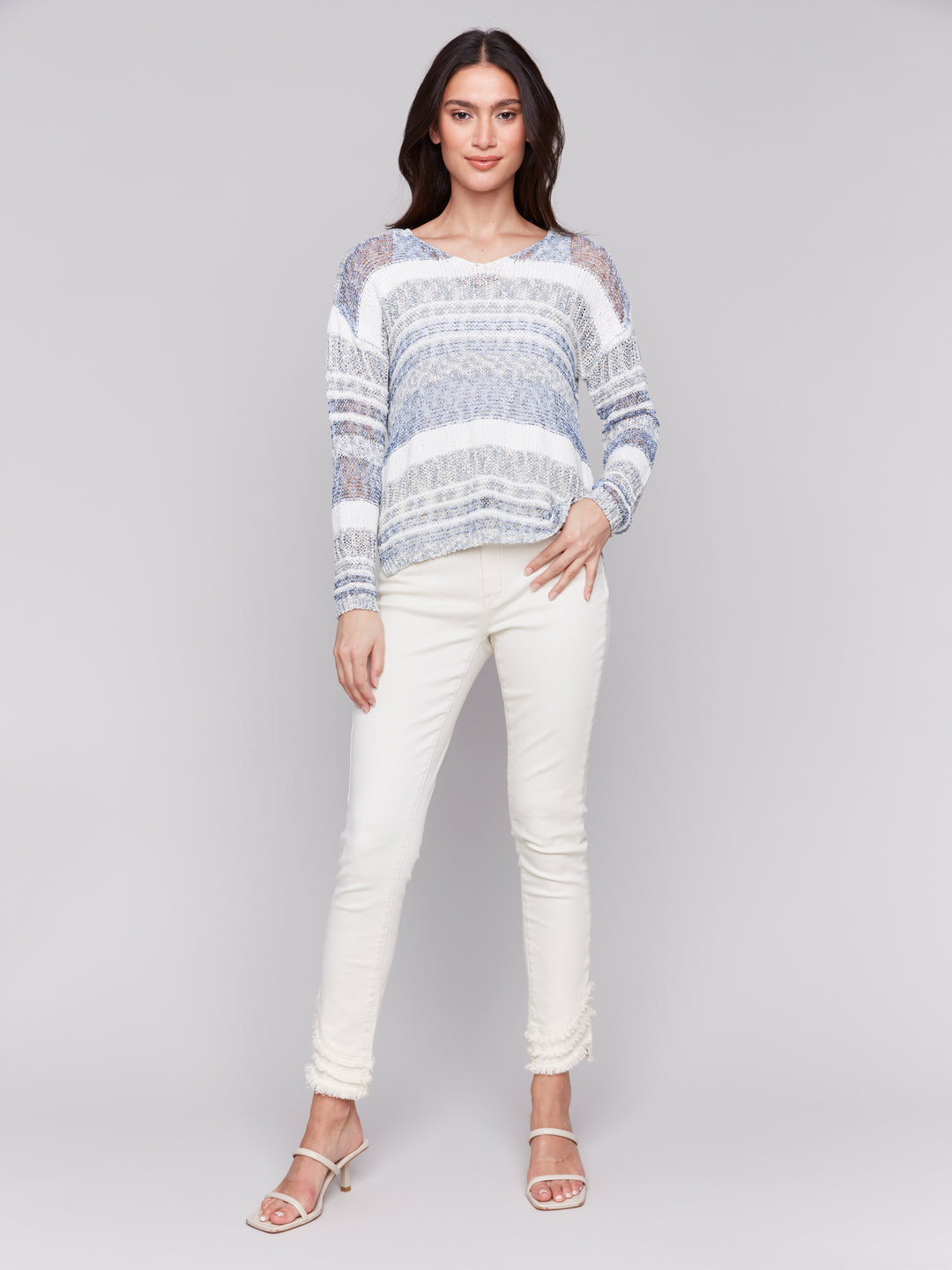 MULTI YARN STRIPE LS TOP