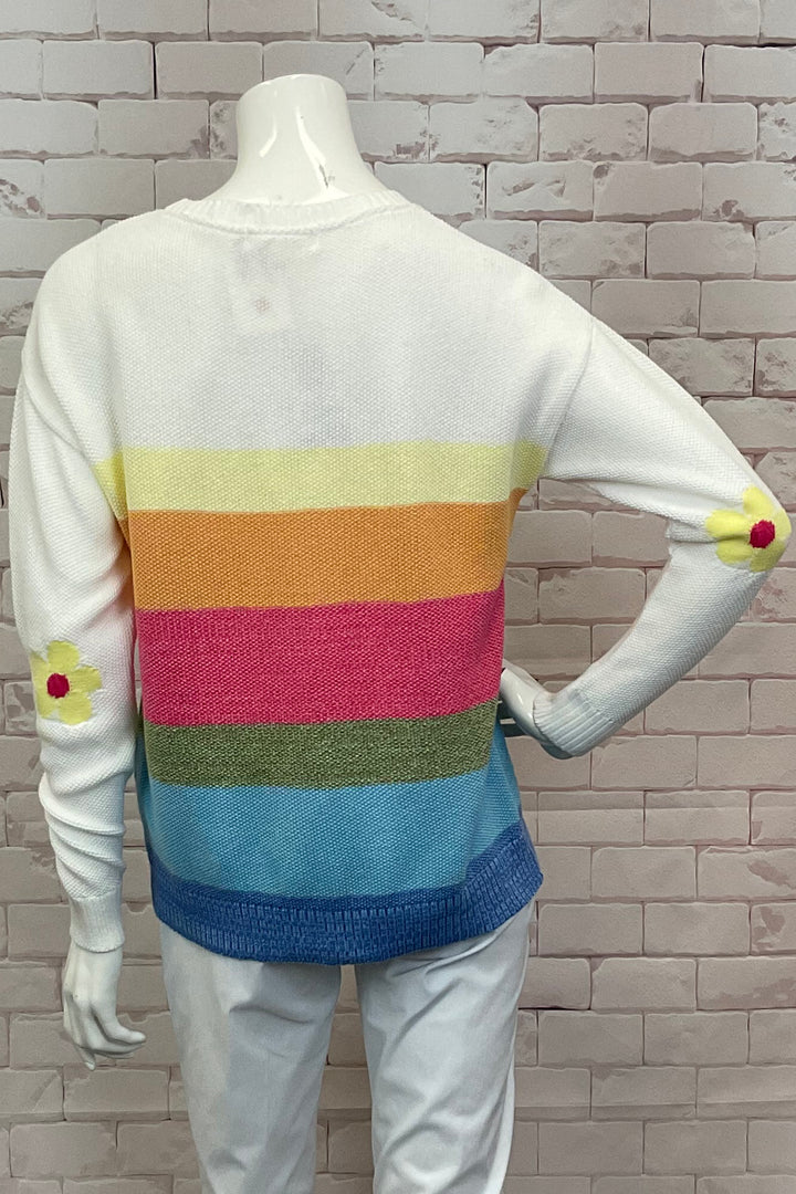 FLOWER POWER STRIPE SWEATER TOP