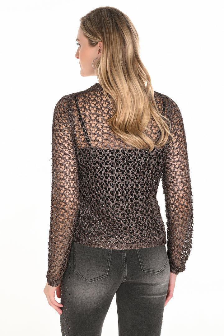 LS CROCHET TOP WITH SEQUINS