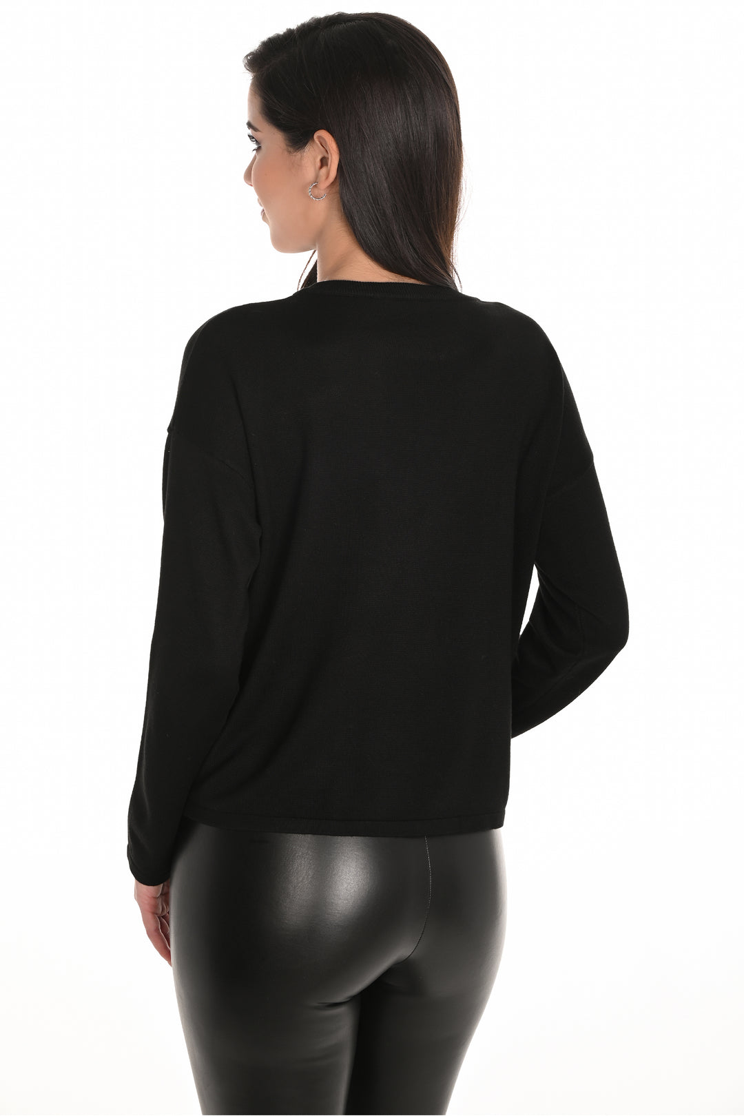 BLACK LS TOP WITH RHINESTONE HEARTS