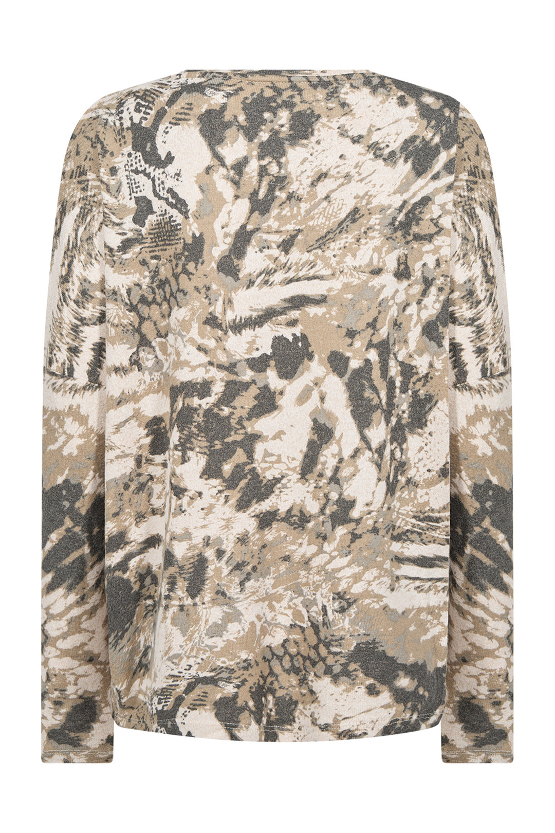 CREAM MELANGE ANIMAL PRINT DOLMAN TOP