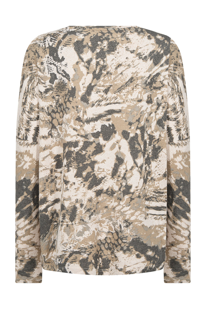 CREAM MELANGE ANIMAL PRINT DOLMAN TOP