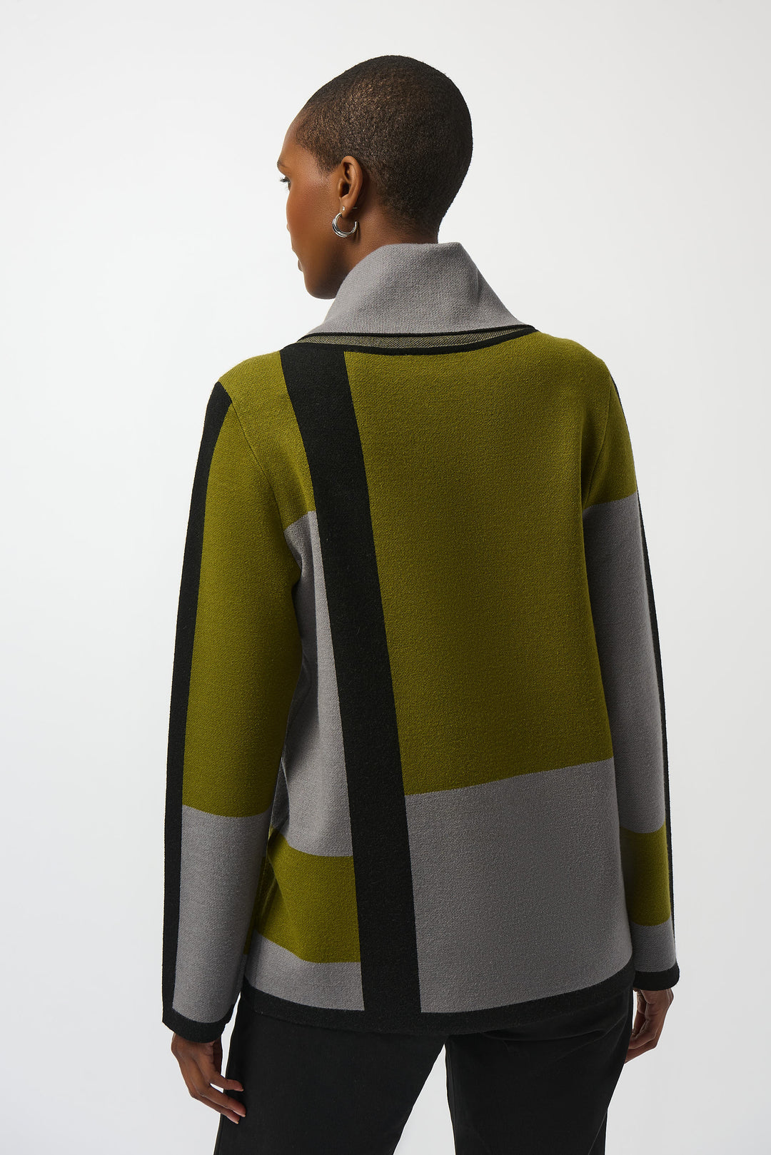 COLOURBLOCK ZIP COWL SWEATER TOP