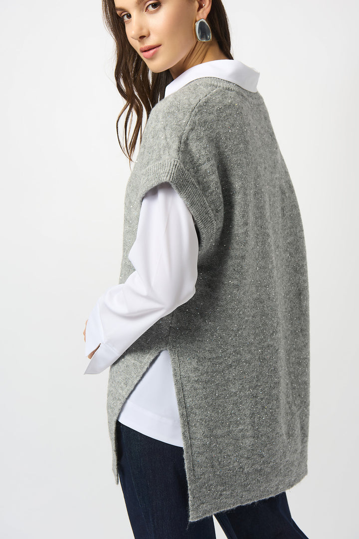 TUNIC V-NECK VEST WITH SEQUINS