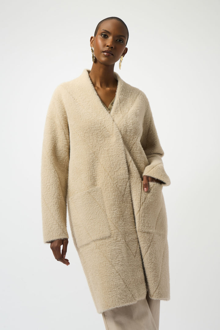 FEATHER YARN KNIT COAT