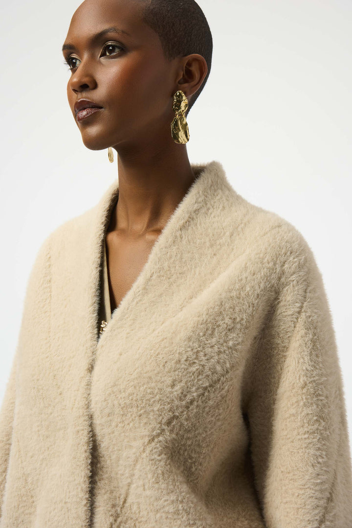 FEATHER YARN KNIT COAT