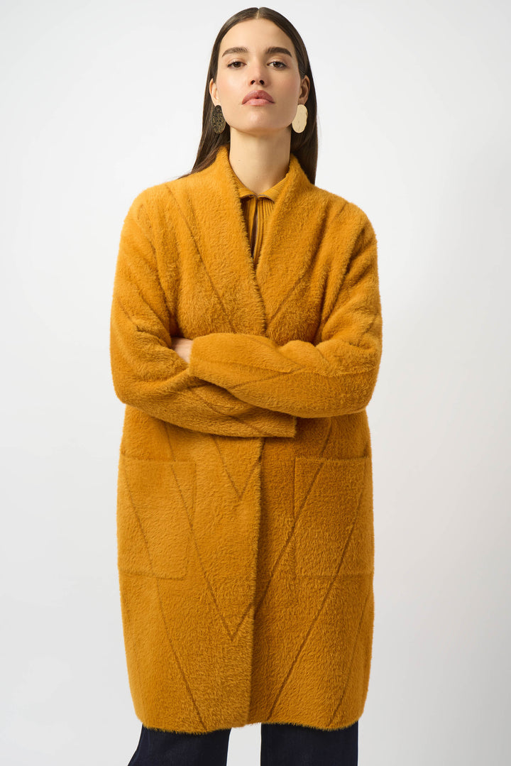 FEATHER YARN KNIT COAT