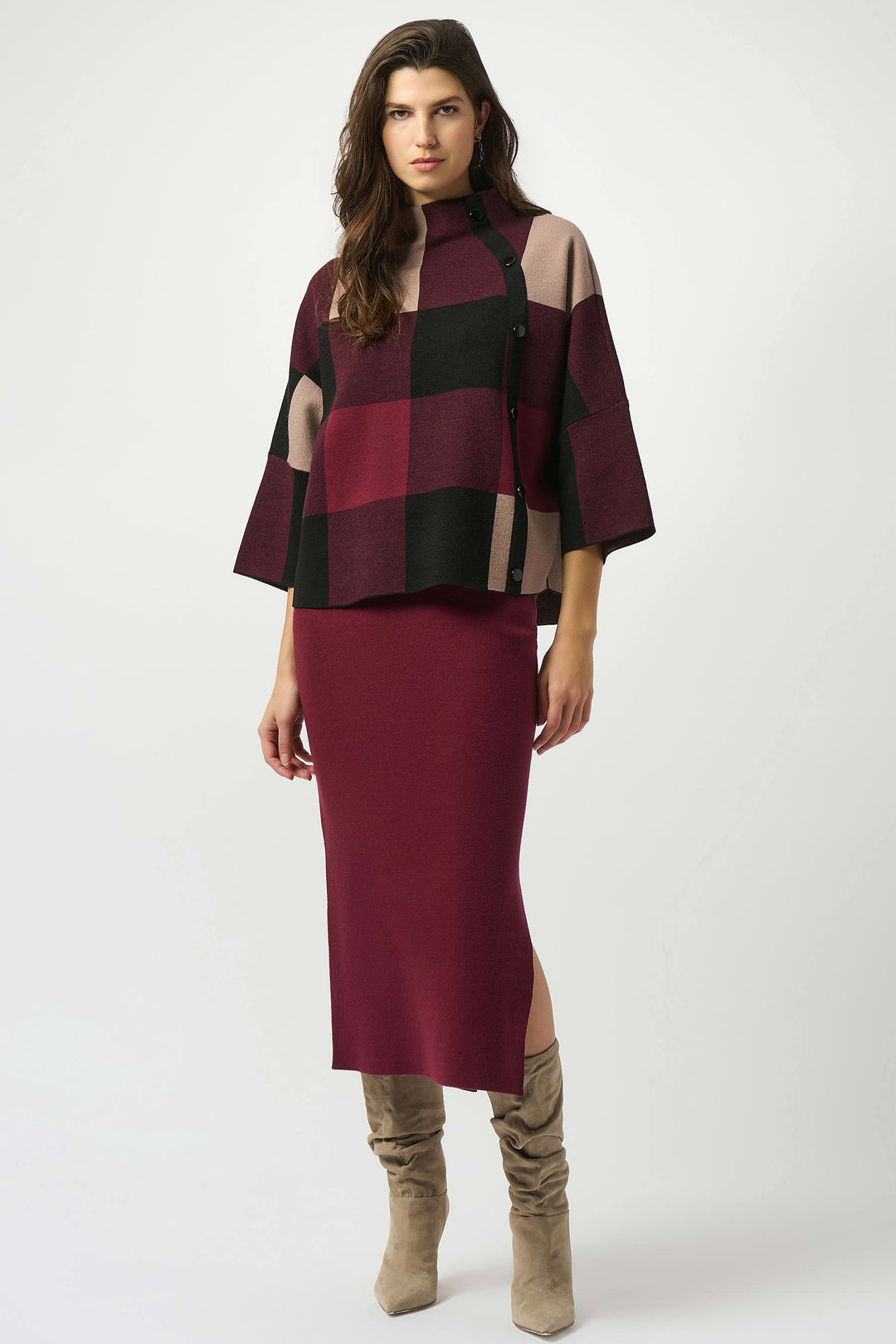PLAID MOCK NECK TOP
