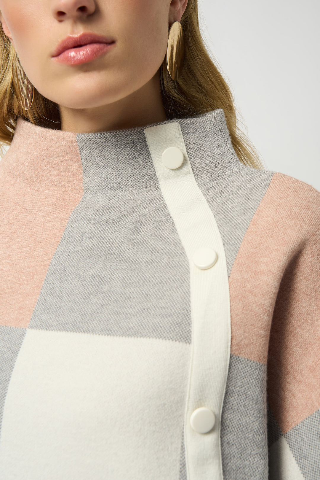 PLAID MOCK NECK TOP