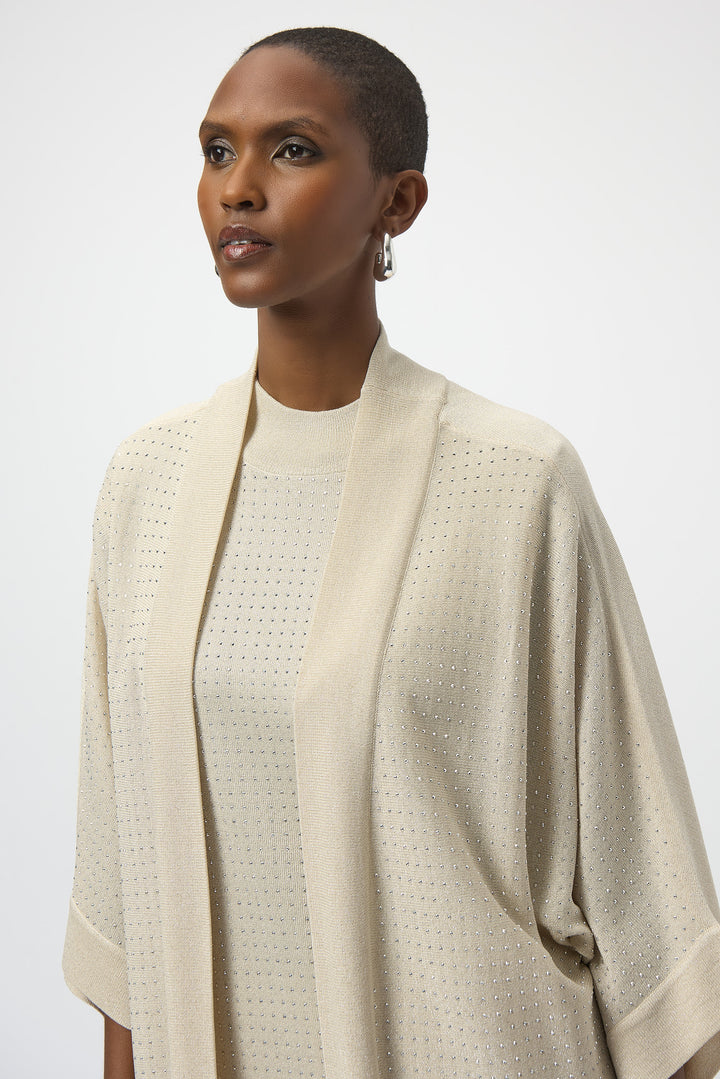 RHINESTONE FRONT GLITTER KNIT CARDIGAN