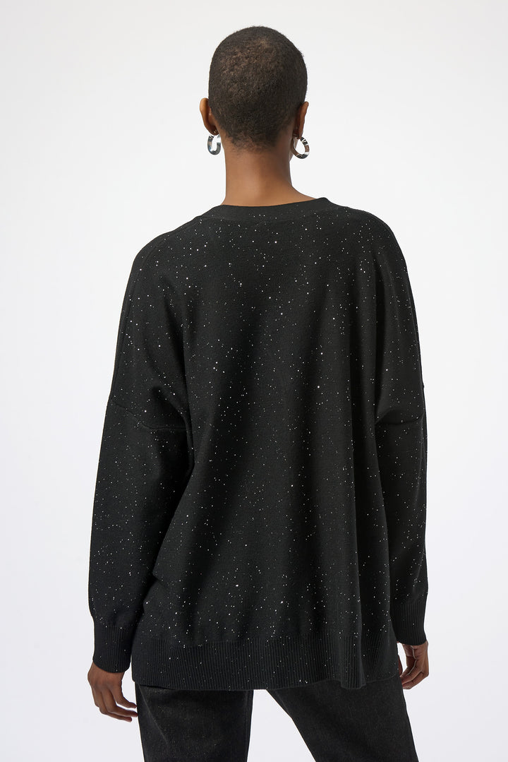 GLITTER KNIT BUTTON FRONT CARDIGAN