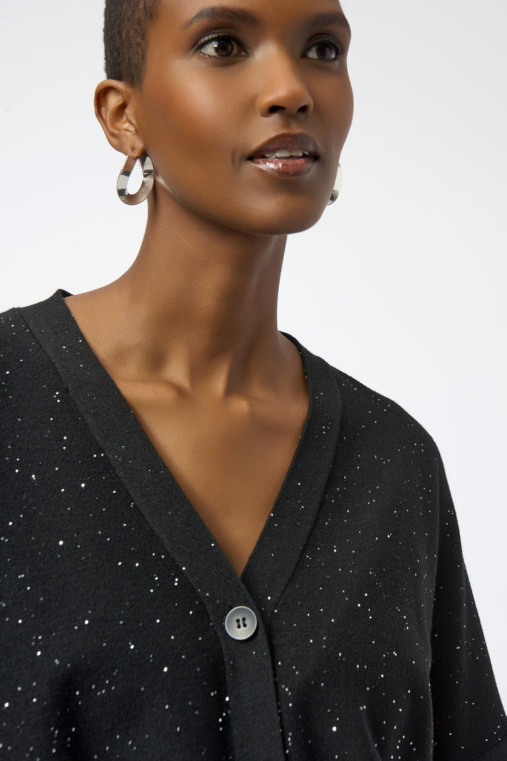 GLITTER KNIT BUTTON FRONT CARDIGAN