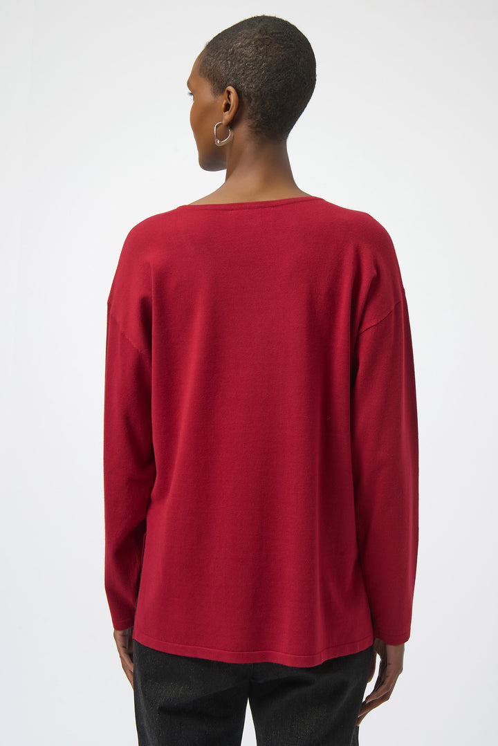 LS V-NECK TOP WITH STUD EMBELLISHMENTS
