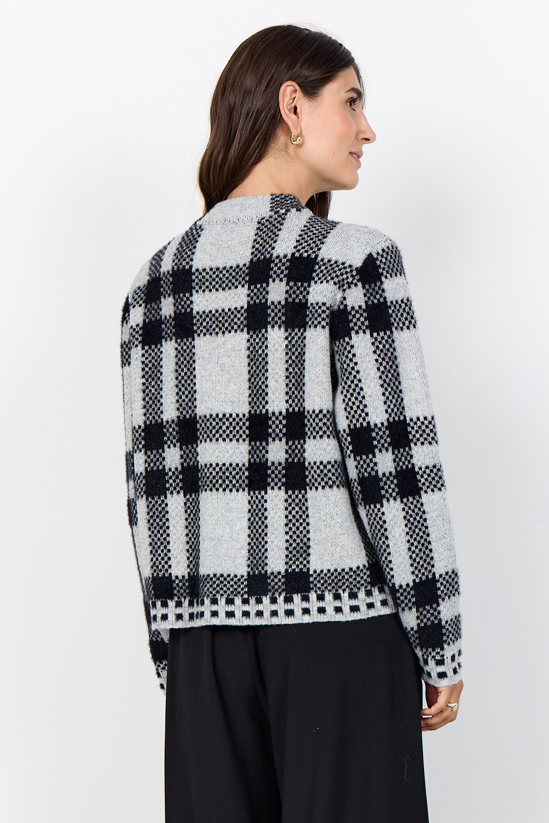 PLAID ZIP CARDIGAN