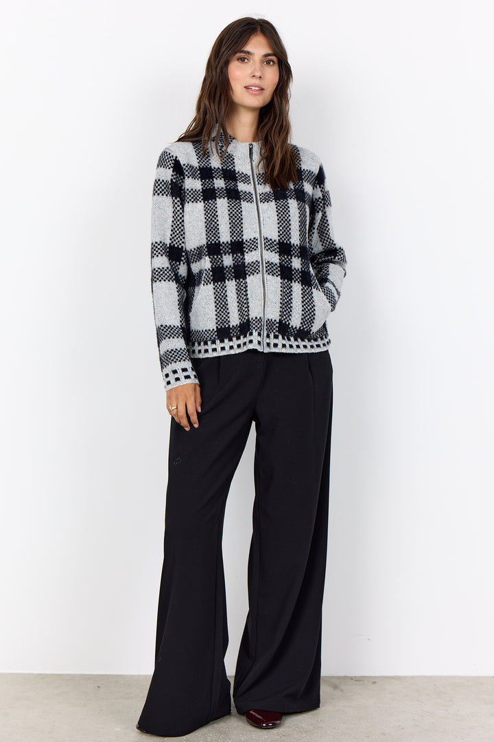 PLAID ZIP CARDIGAN