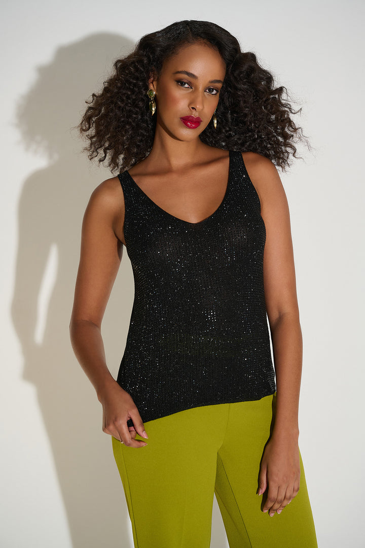 METALLIC KNIT CAMI WITH RHINESTONES