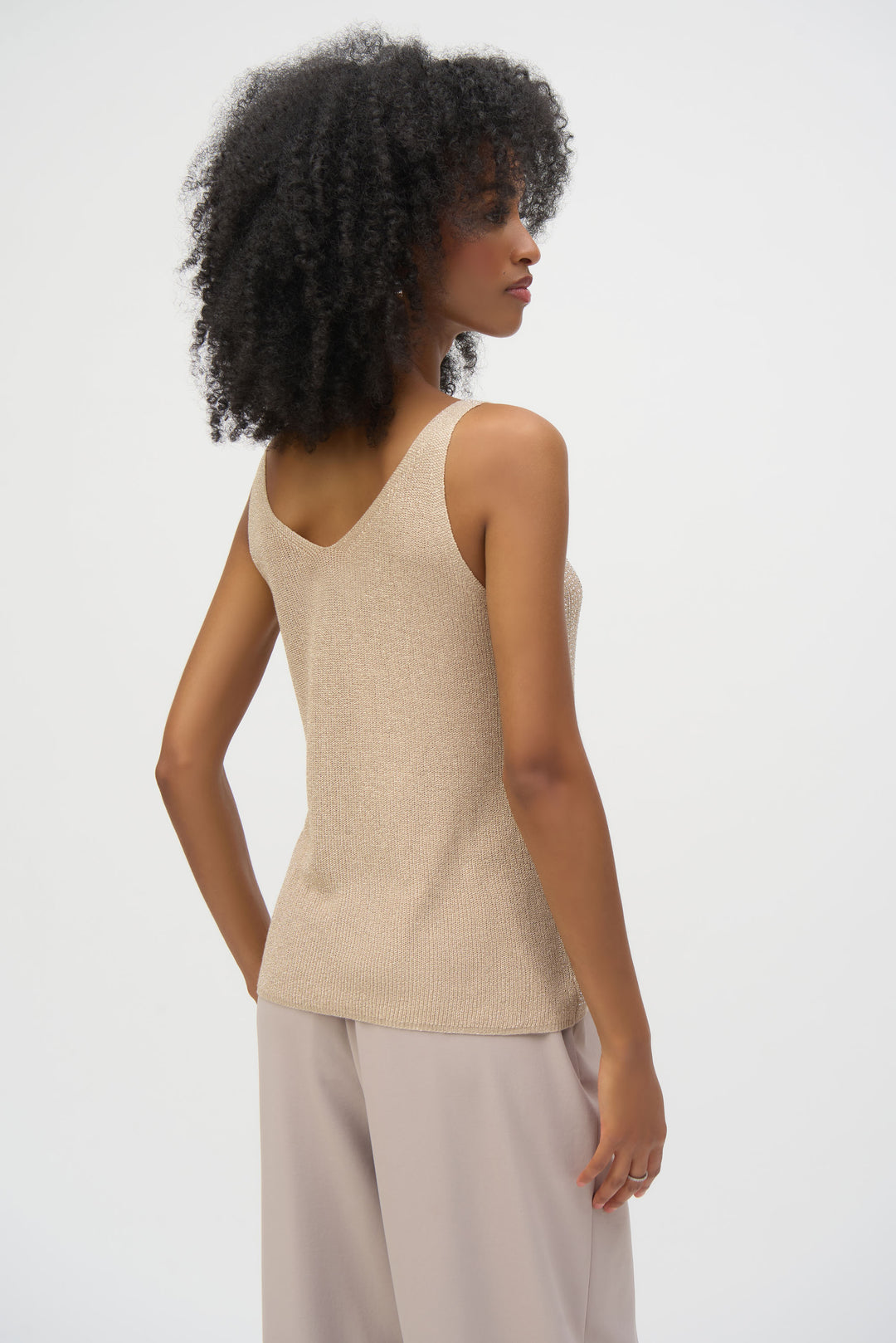 METALLIC KNIT CAMI WITH RHINESTONES
