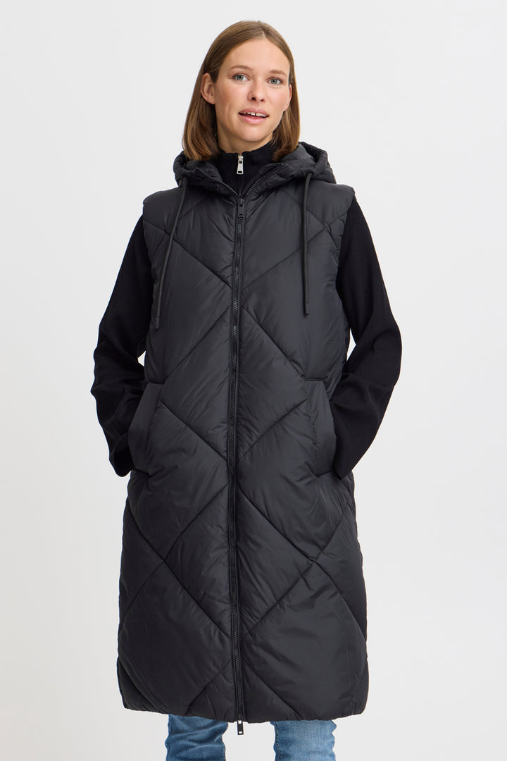 PUFFY LONG HOODIE VEST