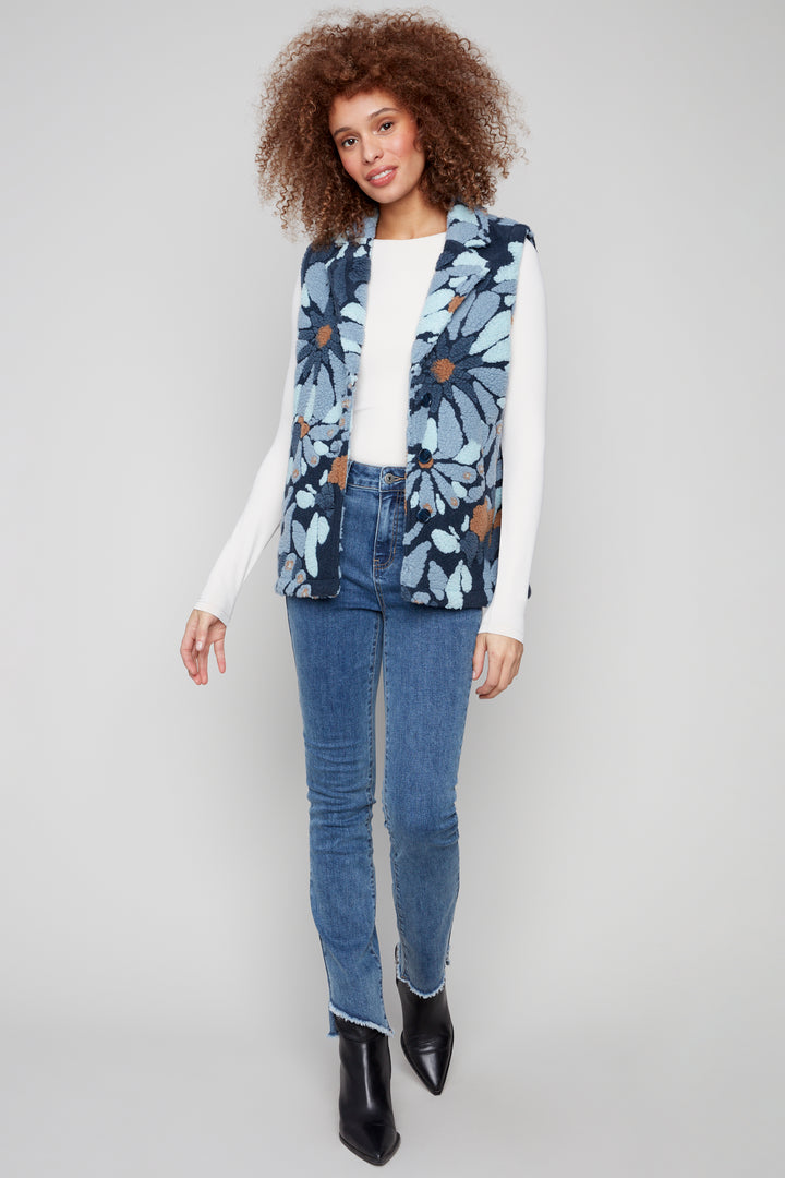 FLORAL SHERPA VEST