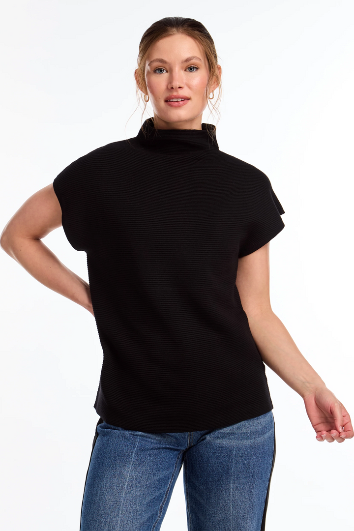 FDJ Fall 2024 This luxurious sweater knit design features chic cap short sleeves and a flattering cowl neck.