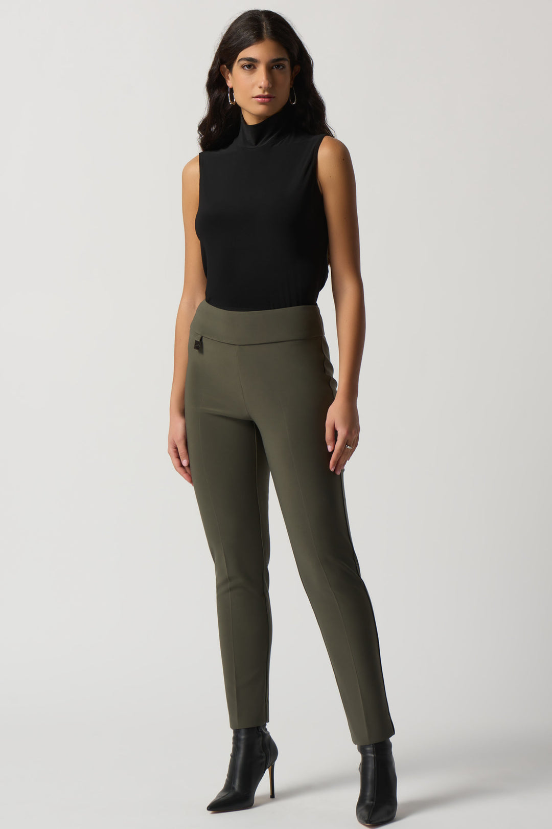 Joseph Ribkoff Fall 2023 women's business casual slim basic dress pant - avocado model