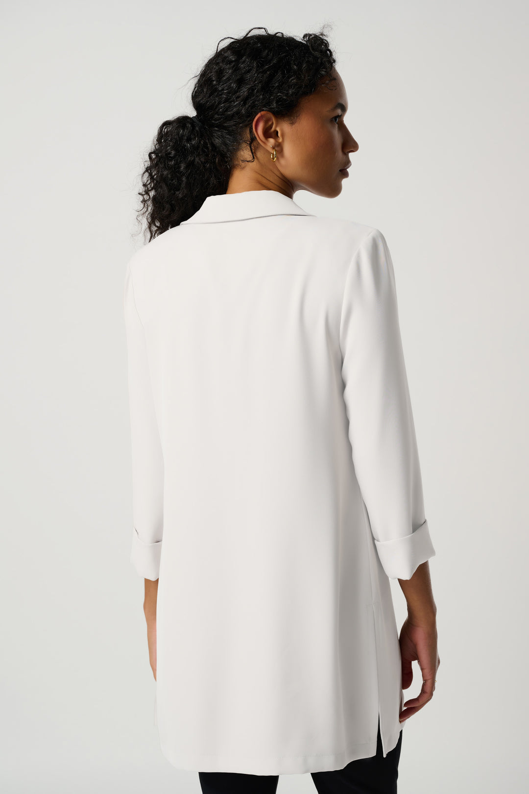 Joseph Ribkoff Fall 2023 women's business casual open front long basic blazer - vanilla back