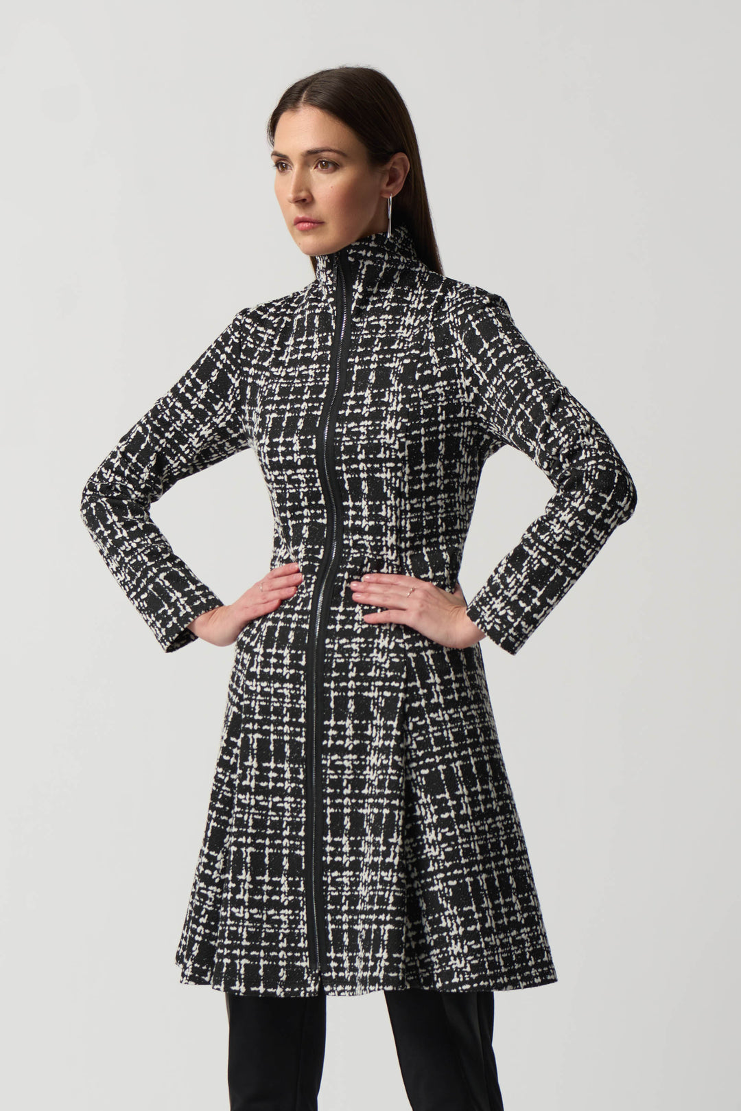 Joseph Ribkoff Fall 2023 women's elegant flared knit coat - front