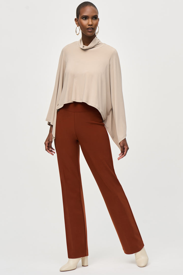Joseph Ribkoff Fall 2024 Crafted from exquisite fabric, these Wide Leg Pant are the perfect addition to your wardrobe this fall.&nbsp; Featuring the pull on waistband and an elegant wide leg, these pants offer a luxurious touch to all your ensembles.
