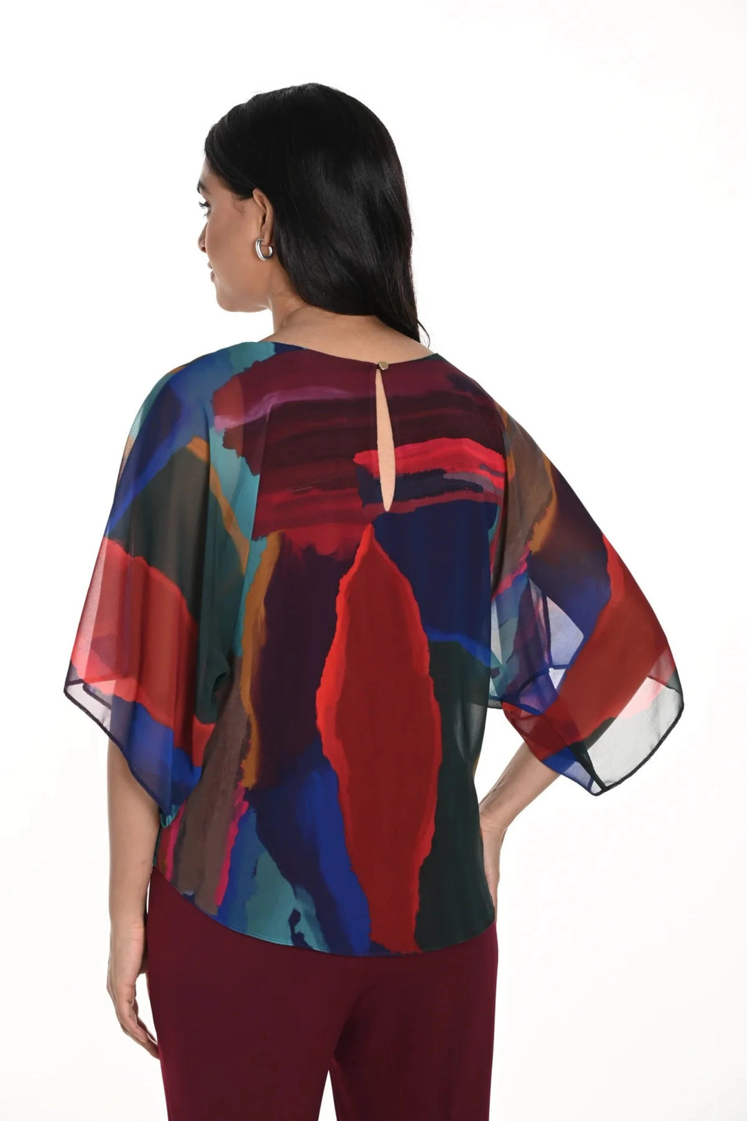 ABSTRACT PRINT CHIFFON DOLMAN TOP