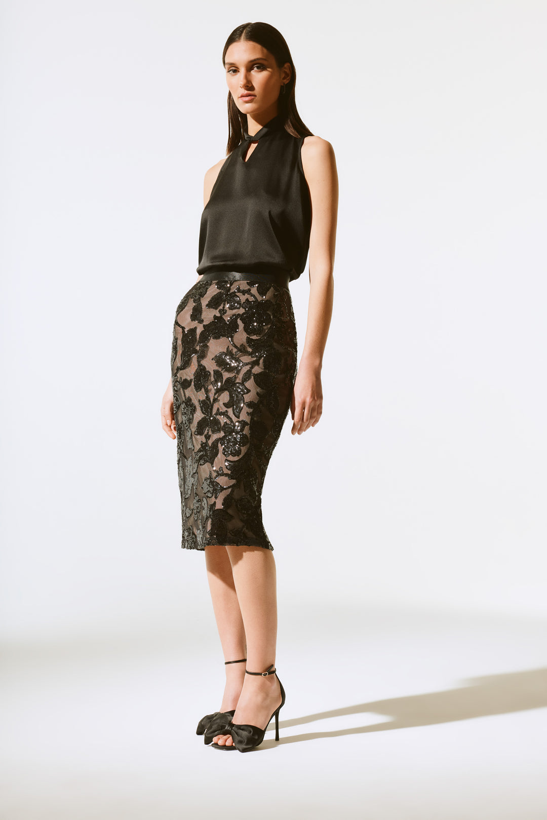 SEQUIN FLORAL MESH SKIRT