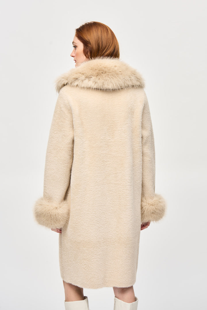 KNIT COAT WITH FAUX FUR